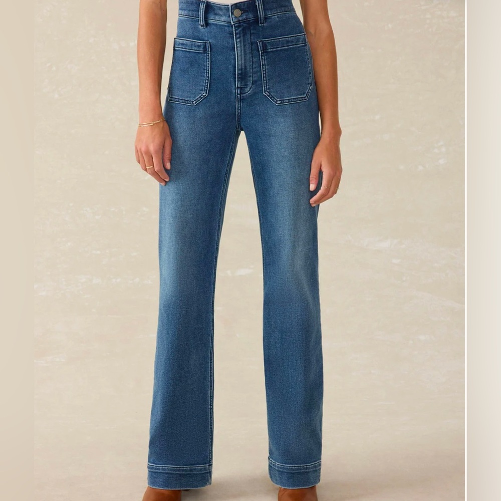 Faherty Medium Blue High-Rise Straight Jeans